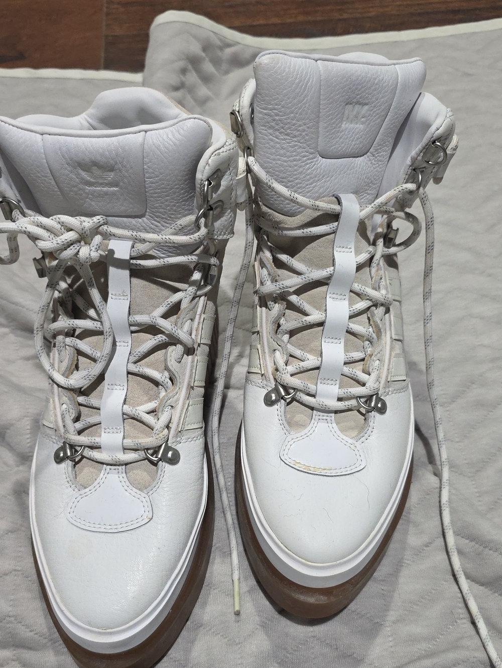 IVY PARK White Leather Platform Lace-Up Boots